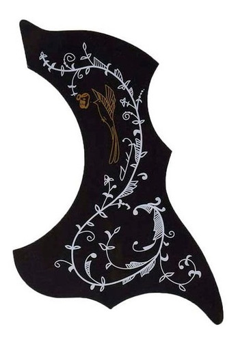 Pickguard Negro Con Diseño Para Guitarra Acústica / Clásica