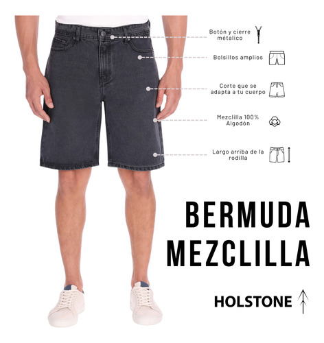 Short Bermuda Holstone Para Hombre De Mezclilla Slim