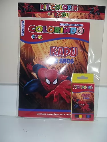 Kit Desenhos p/ Colorir + 6 Giz de Cera Homem Aranha