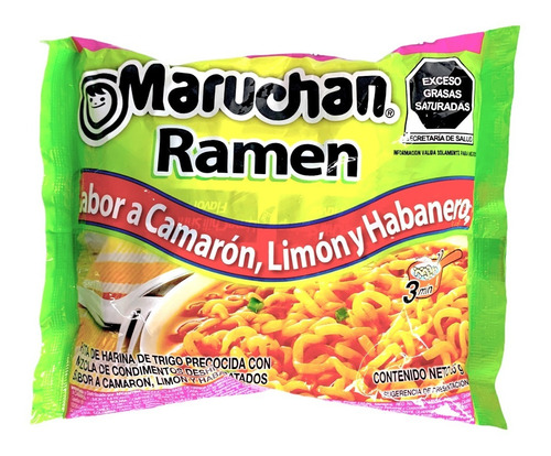Imagen 1 de 2 de Sopa Maruchan Ramen Sabor A Camaron Limon Y Habanero 85 Gr