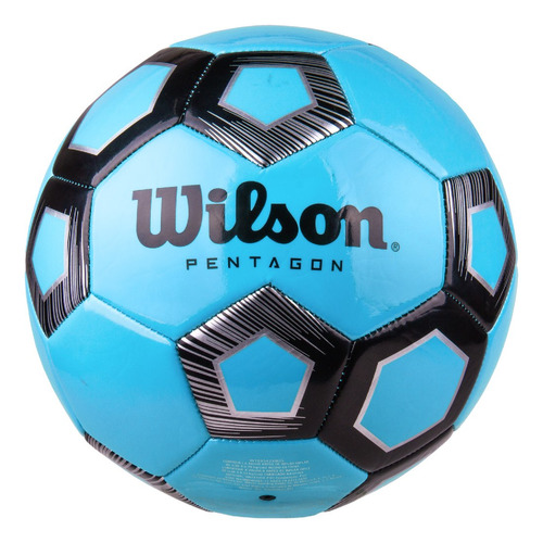 Pelota Fútbol Wilson Pentagon Soccer Clasica N°5 Color Celeste/negro