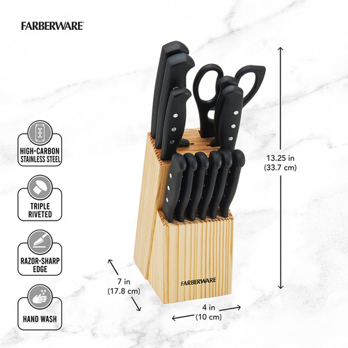 Set De 22 Cuchillos De Acero Inoxidable De Alto Carbono Sin