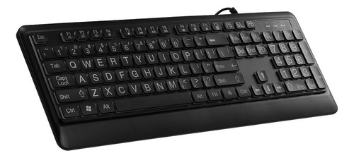 . Teclado Com Fio De Letras Grandes Branco Negrito Letras