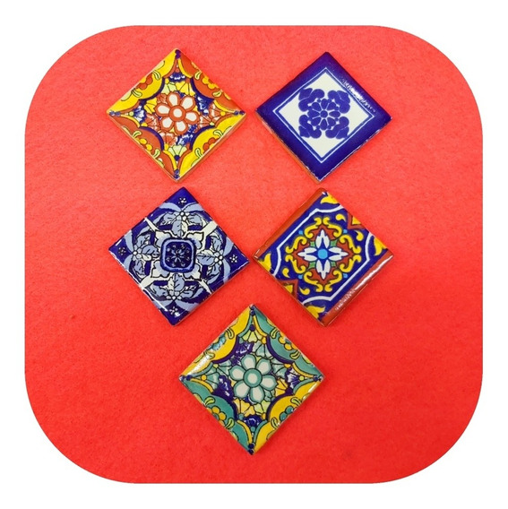 Azulejos Mexicanos Artesanales de Talavera de 5cm Pack de 10 