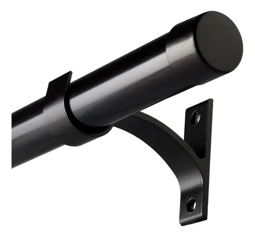 Kit Varão Cortina Completo 2,5m 28mm Alumínio Preto