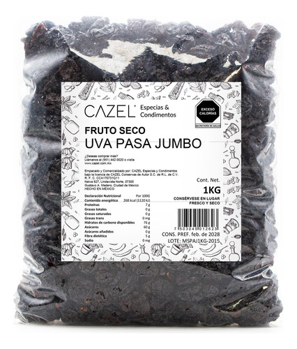 Uva Pasa Pasitas Naturales Oaxaca Premium 1kg