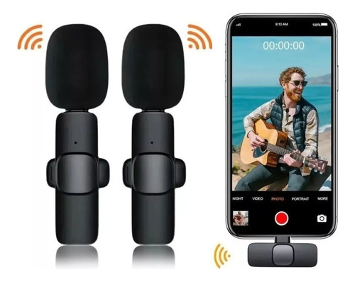 2 Microfones Lapela Sem Fio Tipo C Android Profissional