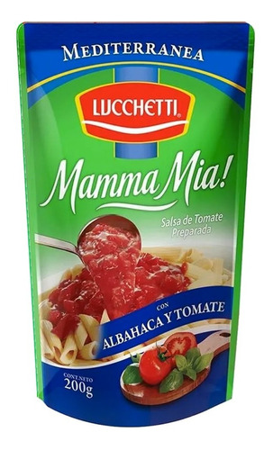Salsa De Tomates Mediterranea Mamma Mia Lucchetti 200g