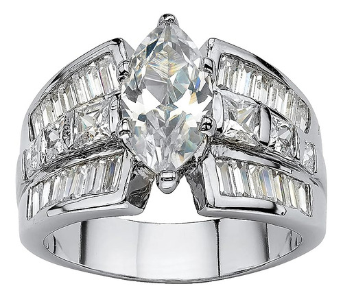 Palmbeach Jewelry Platinum Plated Marquise Cut Cubic Zirconi