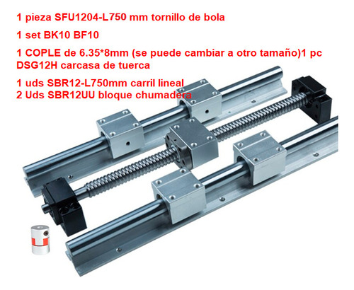 Kit De Tornillo De Bola Sfu 1204 Y Guias Sbr12 750mm