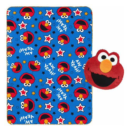 Sesame Street Elmo  Almohada De Felpa Y Manta De 40 X 5...