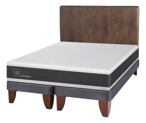 Cama Europea New Ortopedic King Respaldo Baker Gris