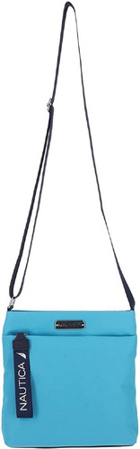 Carteira Crosbody - Nautica - Cor Calypso - Cor original Celeste Cor da alça de ombro azul marinho Design de tecido: lisa