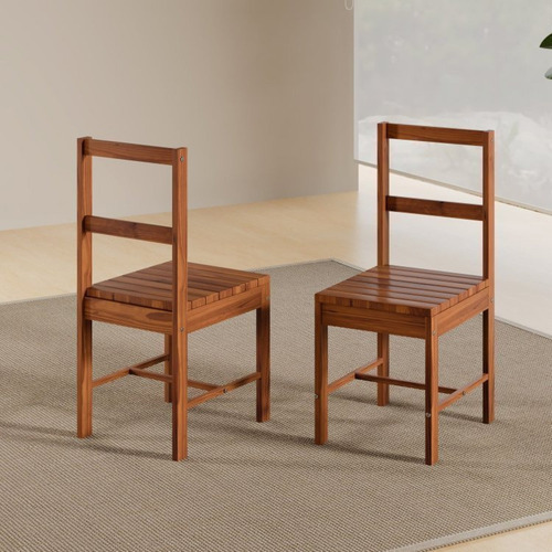 Conjunto Mesa 120x75cm E 6 Cadeiras De Madeira Pinus Bdwt