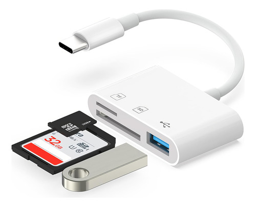 Lector De Tarjetas De Memoria Sd Tf Con Usb 3 En 1 Adaptador