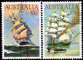 Australia Serie X 2 Sellos Usados Barcos Y Galeones Año 1984