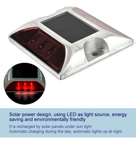 6 Luces Led De Señalización De Tierra Con Energía Solar, Imp