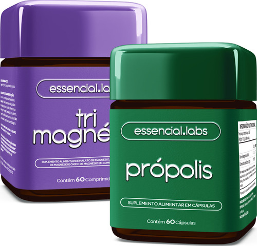 KIT TRI MAGNÉSIO contendo Magnésio Dimalato, Magnésio Bisglicinato e Óxido de Magnésio - 60 Comprimidos + PRÓPOLIS 1000mg por Dose - 60 Cápsulas