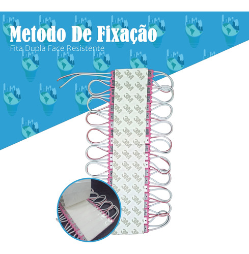 20 Módulos 3 Leds Luminoso 1.5w 12v Ip67 Rosa