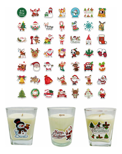 100 Calcomanías O Stickers Para Navidad Decoración De Velas
