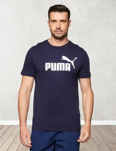 Camiseta Masculina Ess Logo Tee Puma New Navy Liso M