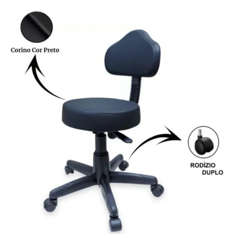Cadeira Urban Office Mocho Verona Preto com encosto