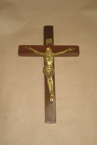 Vint_retro Crucifijo Antiguo Jesucristo De Bronce (Usado)