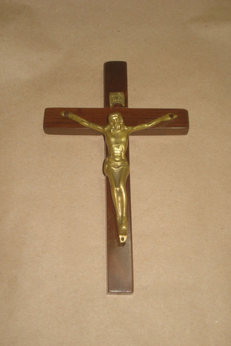 Vint_retro Crucifijo Antiguo Jesucristo De Bronce