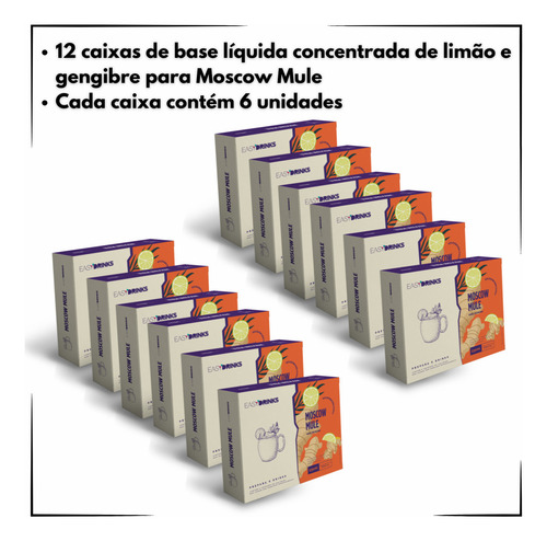 Kit 12 Caixas Preparo Líquido Drink Moscow Mule Easy Drinks