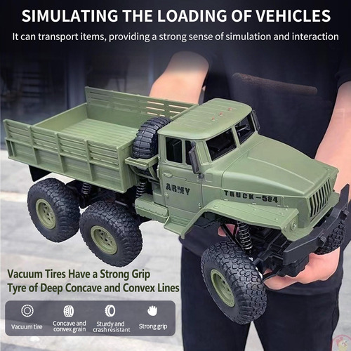 Camión Militar Rc 6x6 Escala 1/16 Rock Ejército Control Remo Color Personaje