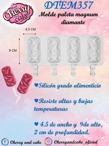 Molde Para Paleta Tipo Magnum Diamante De Silicon Dtem357