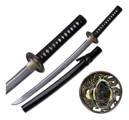 Katana Ten Ryu Acero Damasco Fulltang Filo Kit Funda