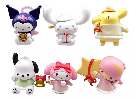 Set 6 Figuras Coleccion Sanrio Hello Kitty Kuromi My Melody