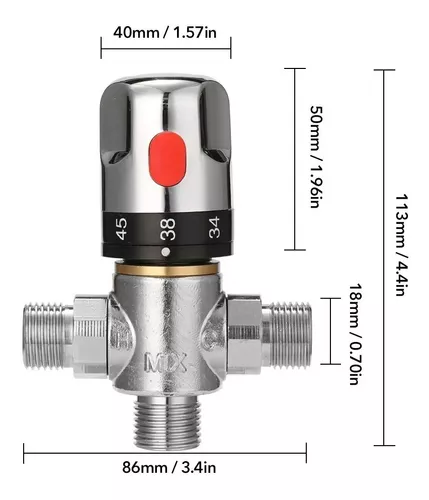 VALVULA TERMOSTATICA 3 VIAS DN20 - JF Solar - Argentina