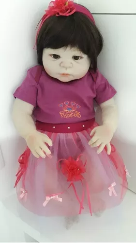 Roupa Para Boneca Bebê Reborn 50 Cm - Tiara + Body + Sapato