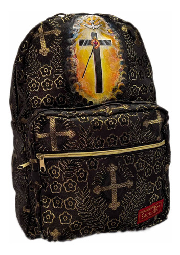 Mochila Sacristía Negra Cruz Del Apostolado