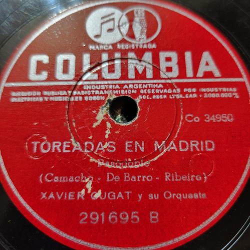 Pasta Xavier Cugat Orquesta La Valiente 291695 Columbia C597