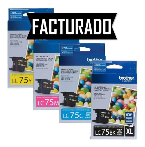 4 Tinta Brother Mfc-j6710dw Lc75bk + Lc75c + Lc75m + Lc75y
