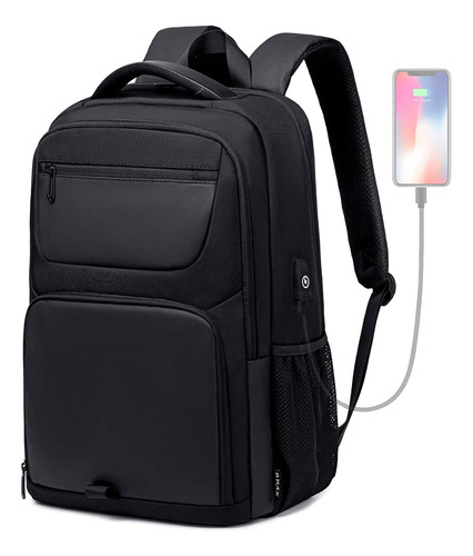 Mochila Para Computadora Portátil Para Hombres, Mochila Negr