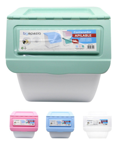 Caja Contenedor Apilable Multiusos Hecho En España 36l Color Verde