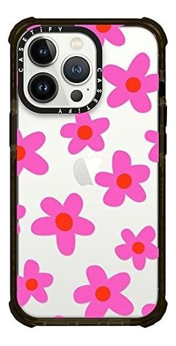 Funda Resistente Para iPhone 13 Pro De Flores Color Rosa