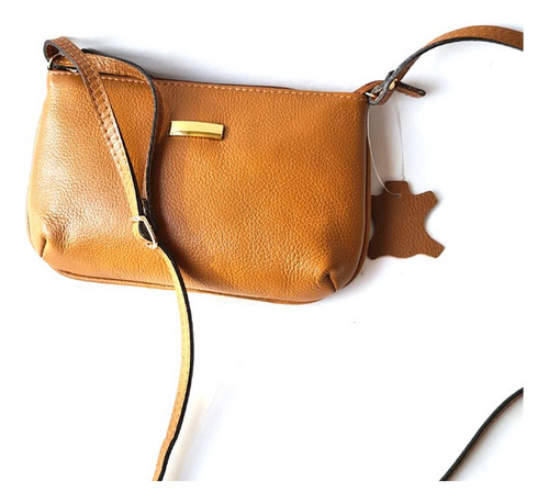 Bolsa Feminina Couro Legítimo Pequena Alça Transversal Moda Acambamento Dos Ferragens Dourado Cor Laranja-escuro Correia De Ombro Couro Caramelo