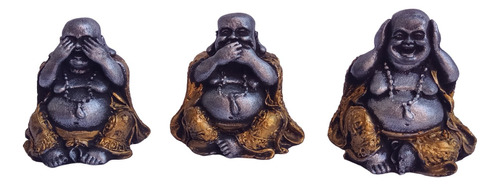 Trio Mini Monjes Buda Sabio Pintados No Veo No Oigo No Hablo