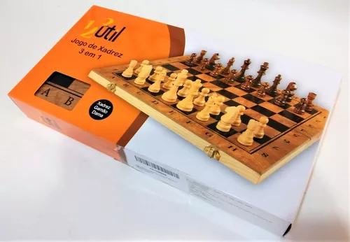 Jogo De Tabuleiro 3 Em 1 Chess Set Pequeno