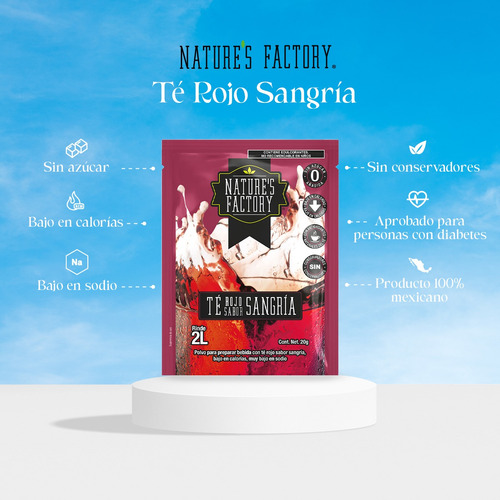 Natures Factory Té Rojo En Polvo Sabor Sangría 10 Pzs