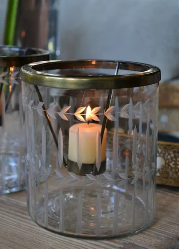 Set X2 Fanales Porta Velas C/aro De Metal