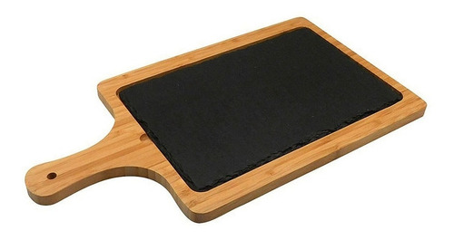 Tabua De Queijo De Pedra E Bambu 45cm X 25cm X 1,5cm Ji0058