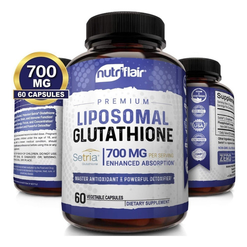 Liposomal Glutatión Nutriflair Setria700mg Pure 60caps ,