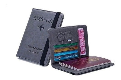 Porta Pasaporte Vintage Gris Cool Bags