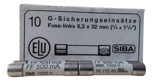 7017240 De 500mamp 1000vac/dc 6.35x32mm-10piezas-fusible